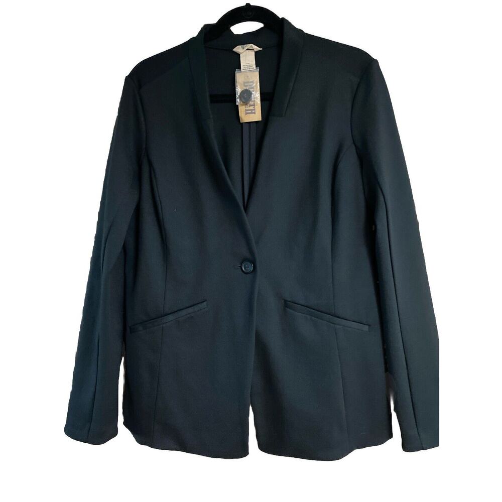 Duluth Trading Co Ponte Pro Blazer Jacket Sz. 10 Black Stretch Travel Career NWT